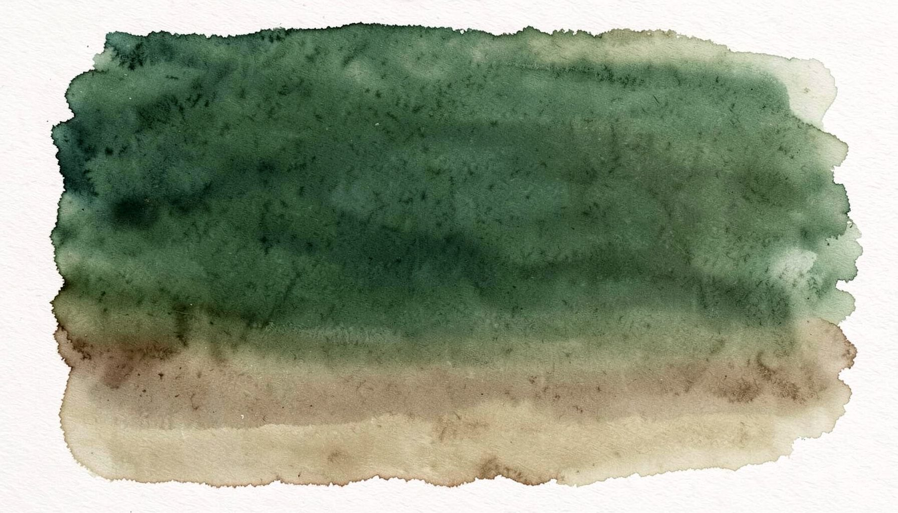A soft watercolour wash of deep forest green fading into muted olive and warm brown, with gentle horizontal bands suggesting a calm, grounded atmosphere.