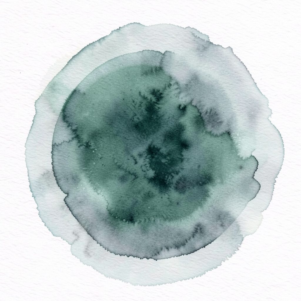 Soft watercolour circle in muted teal and gray, suggesting a job placement specialist.